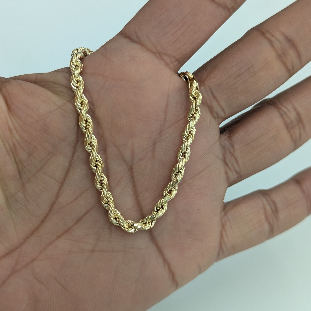 10kt Real Gold Rope Bracelet 4mm 7 Inch